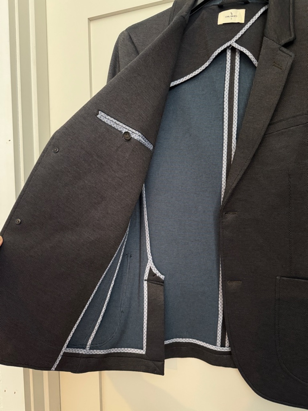 Men's Brown/Blue Knit Blazer - Classic Tailored Style - Picture 5 of 13